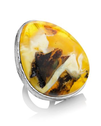 Boho Style Amber Cocktail Ring The Bella Terra, Ring Size: Adjustable, image 