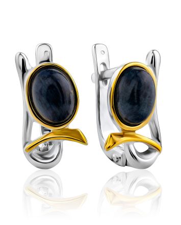 Elegant Gilded Silver Rhodusite Earrings, image 