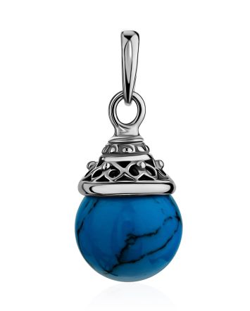 Bright Silver Reconstituted Turquoise Pendant, image 