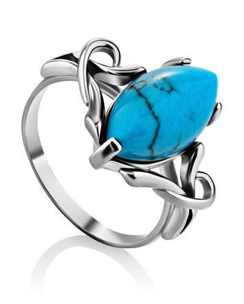 Bright Silver Reconstituted Turquoise Ring, Ring Size: 9.5 / 19.5, image 