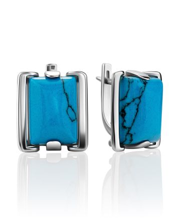 Geometric Silver Reconstituted Silver Earrings, image 