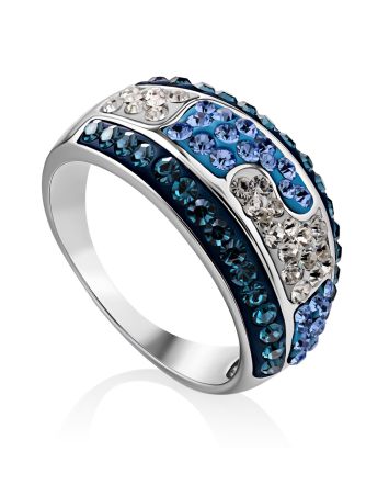 Shimmering Silver Crystal Ring The Eclat, Ring Size: 8 / 18, image 