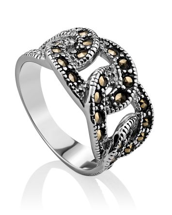 Refined Openwork Silver Marcasite Ring The Lace Collection, Ring Size: 5.5 / 16, image 