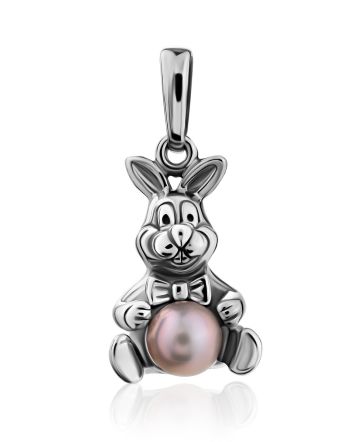 Silver Pearl Rabbit-Like Pendant, image 