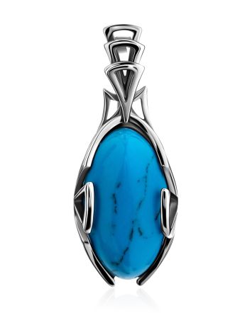 Bright Silver Reconstituted Turquoise Pendant, image 