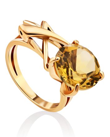 Flamboyant Gilded Silver Citrine Ring, Ring Size: 6 / 16.5, image 