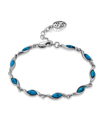 Refined Silver Reconstituted Turquoise Link Bracelet, image 