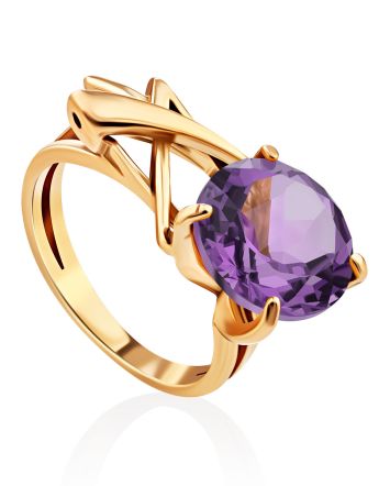 Lustrous Gilded Silver Amethyst Ring, Ring Size: 6.5 / 17, image 