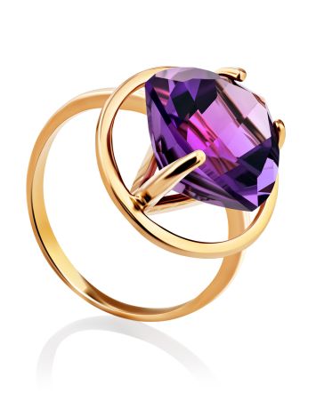 Fabulous Gilded Silver Amethyst Ring, Ring Size: 8.5 / 18.5, image 