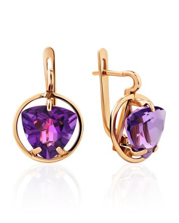 Fabulous Gilded Silver Amethyst Earrings, image 