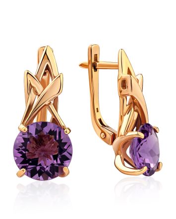 Luminous Gilded Silver Amethyst Earrings, image 