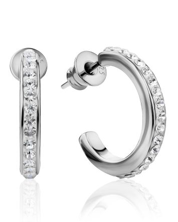 Versatile Silver Crystal Half Hoop Earrings The Eclat, image 