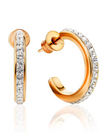 Dazzling Gilded Silver Crystal Half Hoop Earrings The Eclat, image 