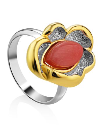 Floral Design Gilded Silver Coral Ring, Ring Size: 7 / 17.5, image 