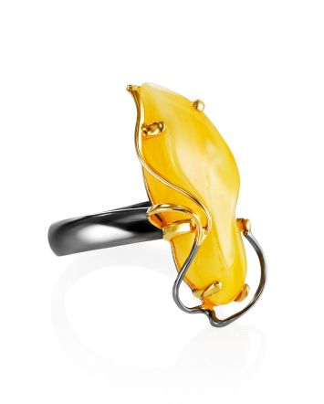 Handcrafted Amber Ring In Gold The Rialto, Ring Size: Adjustable, image 