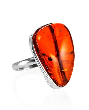 Amazing Handcrafted Amber Ring In Sterling Silver The Lagoon, Ring Size: 7 / 17.5, image 