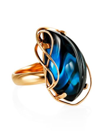 Synthetic Topaz Cocktail Ring In Gold-Plated Silver The Serenade, Ring Size: Adjustable, image 
