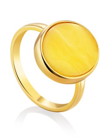 Fabulous Gilded Silver Oval Amber Ring The Palazzo, Ring Size: 8 / 18, image 