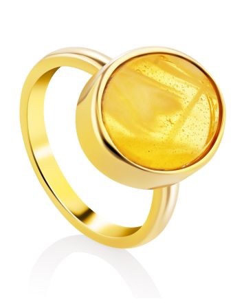 Luminous Gilded Silver Lemon Amber Ring The Palazzo, Ring Size: 6 / 16.5, image 