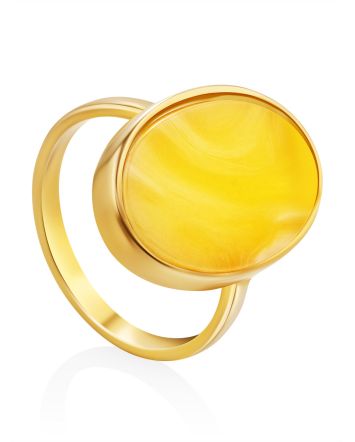 Trendy Gilded Silver Amber Ring The Palazzo, Ring Size: 8 / 18, image 