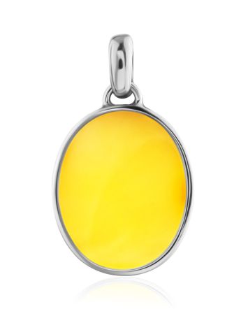 Silver Amber Flat Oval Pendant The Palazzo, image 