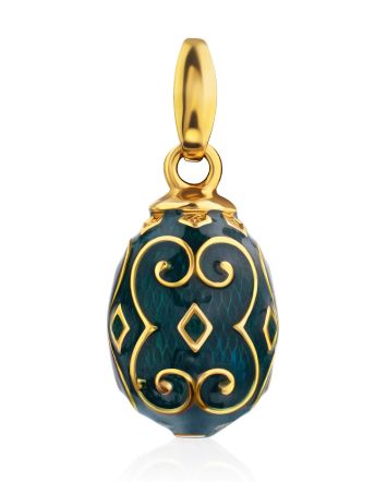 Glossy Gilded Silver Enamel Egg Pendant The Romanov, image 