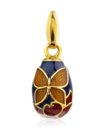 Butterfly Motif Gilded Silver Enamel Egg Pendant The Romanov, image 