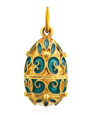 Designer Gilded Silver Enamel Egg Shaped Pendant The Romanov, image 
