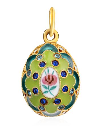 Gilded Silver Green Enamel Egg Pendant The Romanov, image 