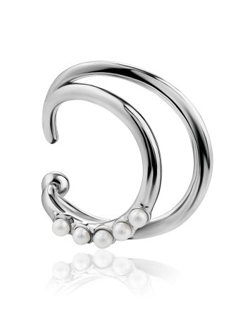 Designer Sterling Silver Ear Cuff With Pearls The Palazzo, image 