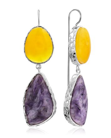 Boho Style Amber Charoite Earrings The Bella Terra, image 