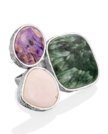 Fabulous Silver Multi Stone Cluster Ring The Bella Terra, Ring Size: Adjustable, image 