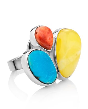 Exclusive Multi Stone Cocktail Ring The Bella Terra, Ring Size: Adjustable, image 