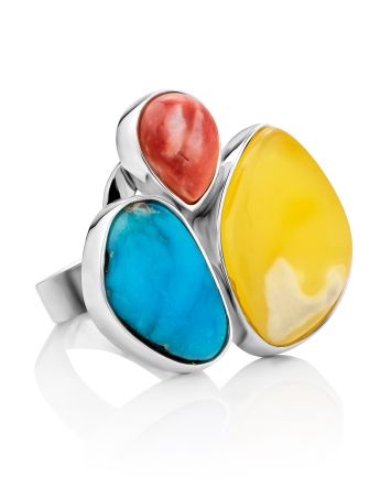 Flamboyant Multi Stone Cocktail Ring The Bella Terra, Ring Size: Adjustable, image 