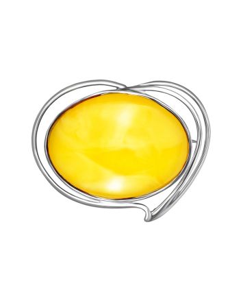 Heart Motif Silver Amber Brooch The Rialto, image 