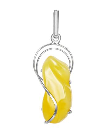 Sculptural Silver Amber Pendant The Rialto, image 