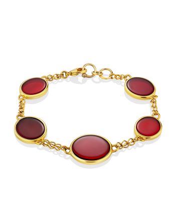 Stylish Gilded Silver Amber Bracelet The Sangria, image 