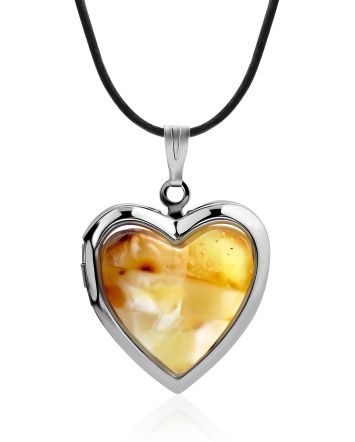 Amber Heart Locket Pendant, image 