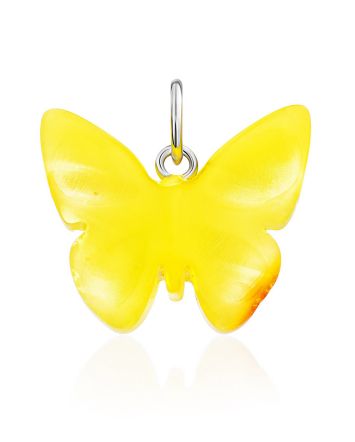 Cute Amber Butterfly Pendant, image 