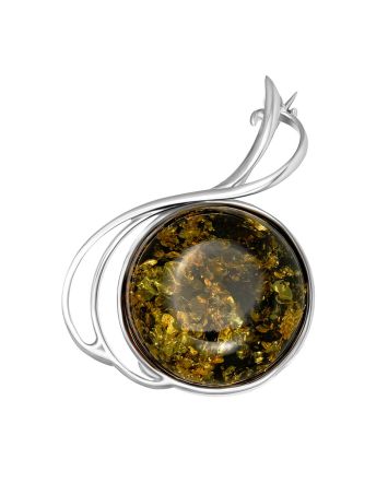 Elegant Green Amber Brooch The Rialto, image 