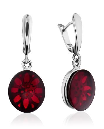 Fabulous Silver Amber Dangle Earrings The Sangria, image 
