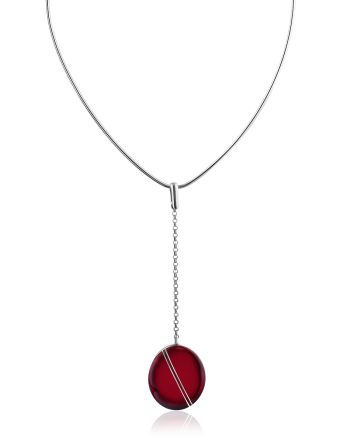 Fashionable Silver Amber Tie Necklace The Sangria, image 