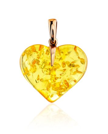Luminous Lemon Amber Heart Pendant, image 