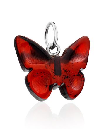 Bright Amber Butterfly Pendant, image 