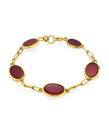 Classy Red Amber Chain Bracelet The Sangria, image 