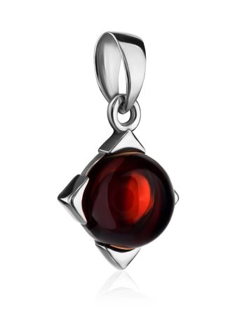 Square Silver Pendant With Cherry Amber The Rondo, image 