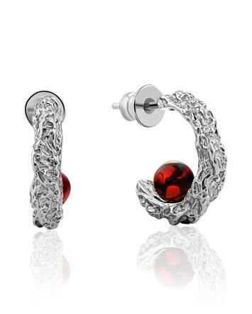 Boho Style Silver Amber Earrings The Palazzo, image 