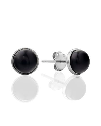 Minimalist Silver Agate Stud Earrings The Bella Terra, image 