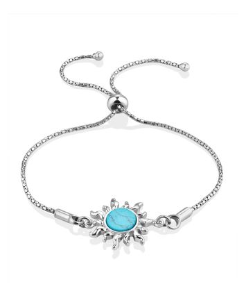Sun Motif Silver Turquoise Slider Bracelet, image 