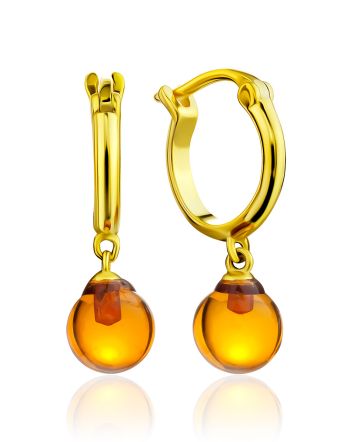 Gilded Silver Hoop Earrings With Amber Dangles The Palazzo, image 